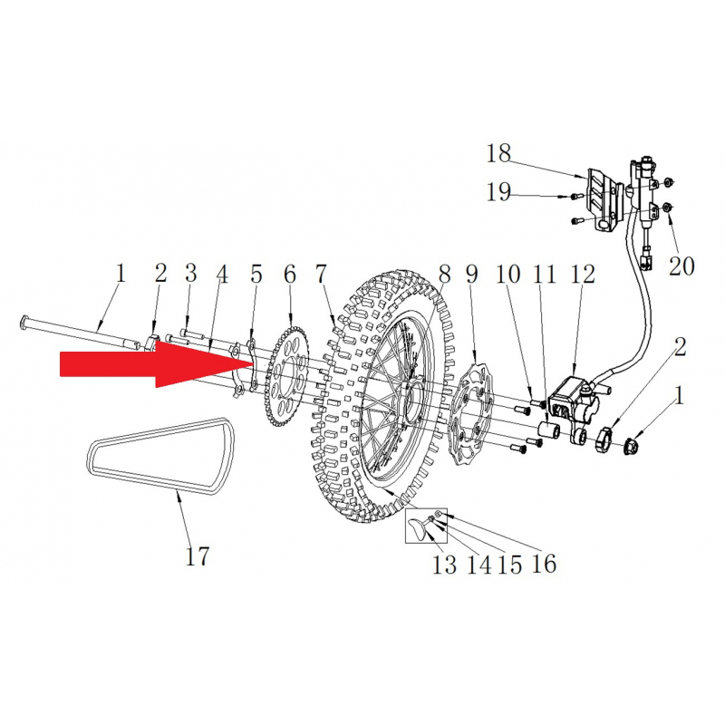 Sprocket stop piece- RFN 125cc / 140cc Thunder Dirt Bike