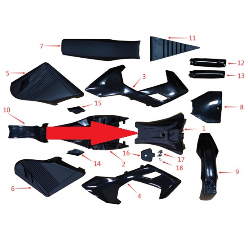 Tank Cover (Black) - 1200w & 2000w Electric Dirt Bike