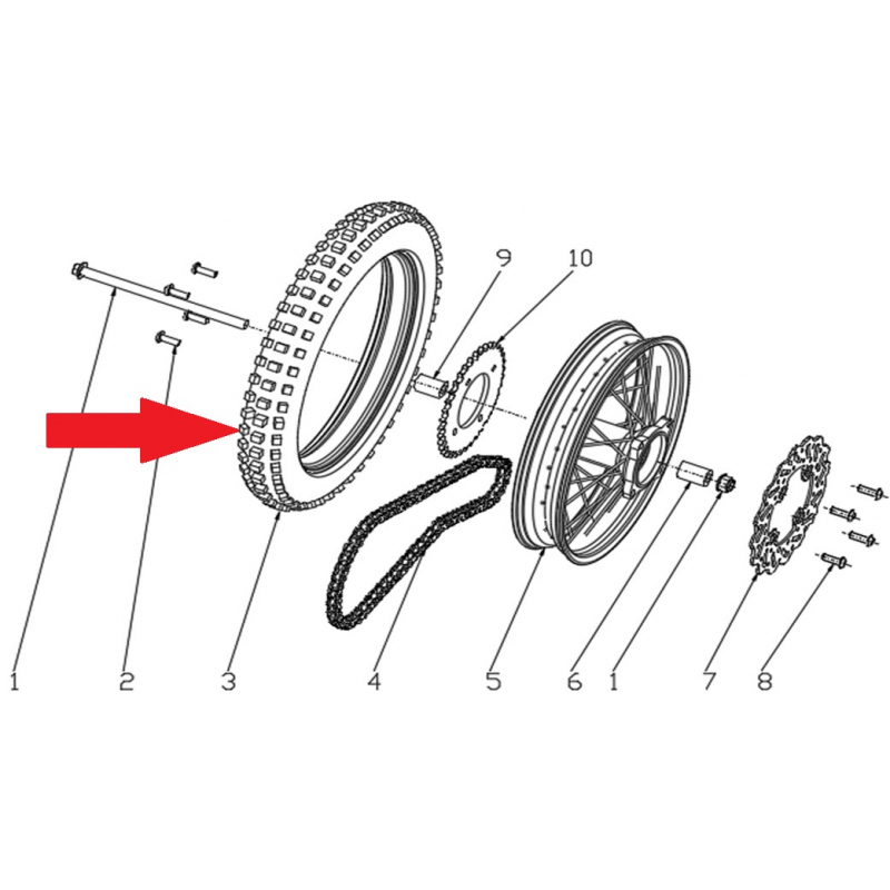 Rear Tyre - RFN 70cc / 110cc Thunder Dirt Bike