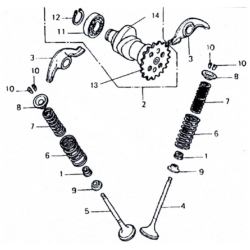 Valve Cam Unit - includes Axis, Bearing and Chain Pulley for Joyner & Hammerhead 250cc Buggy