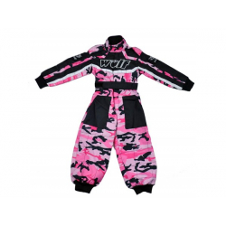 Wulfsport Cub MX Racing Suit - Camouflage Red, Blue, Grey, Pink, Black and Orange.