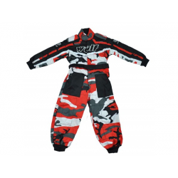 Wulfsport Cub MX Racing Suit - Camouflage Red, Blue, Grey, Pink, Black and Orange.